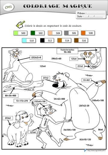 Coloriages magiques le livre de la jungle cm1
