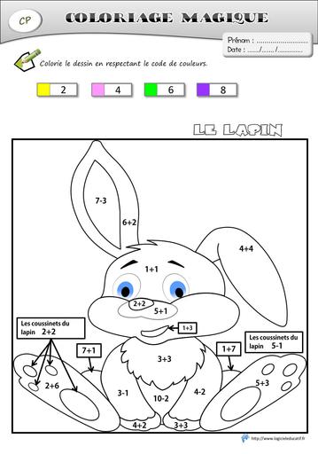 Coloriage magique lapin cp