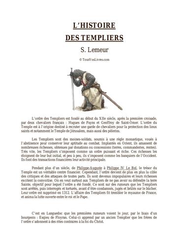 Histoire des Templiers   lemeur