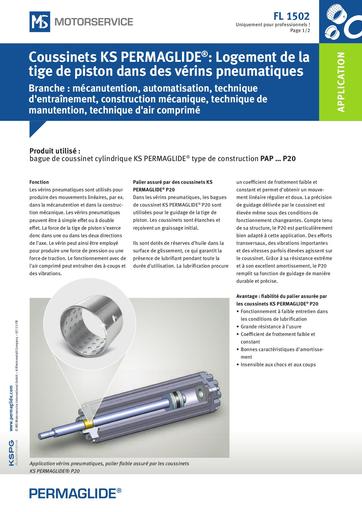 Coussinets KS PERMAGLIDE Logement de la tige de piston dans des vérins pneumatiques 469895