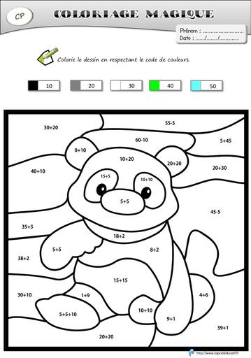 Coloriages magiques panda cp