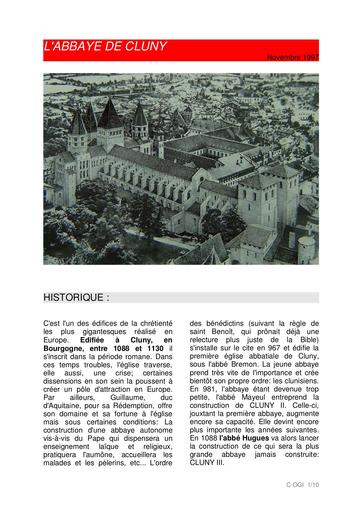 Article abbaye de Cluny