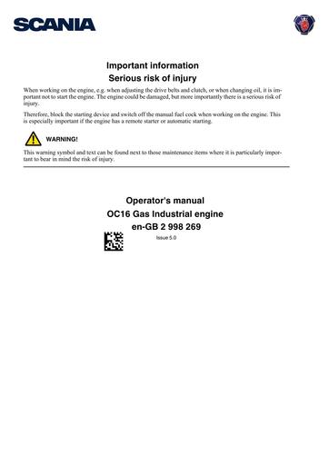 Scania gas engine OC16 manual