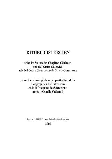 Rituel Cistercien 1998