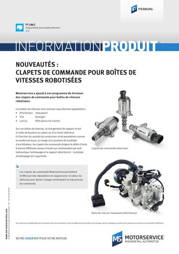 Nouveautés Clapets de commande pour boîtes de vitesses robotisées 1572449