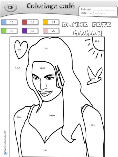 Coloriage magique maman cp