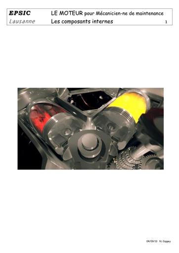 Les composants internes du moteur  Mecanicien ne de maintenance 2013
