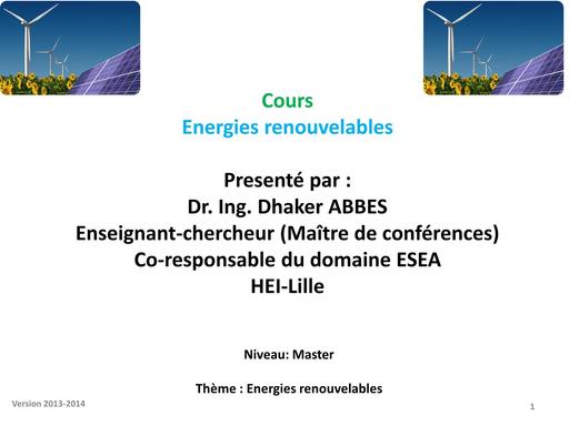 Cours  Energie Solaire Photovoltaïque