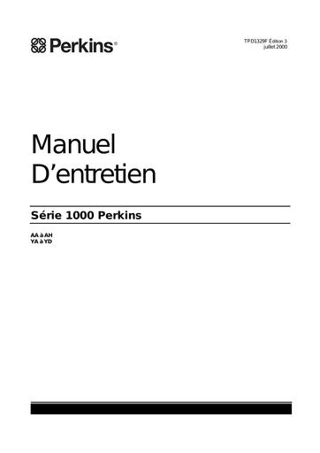 Perkins moteur diesel serie 1000 entretien
