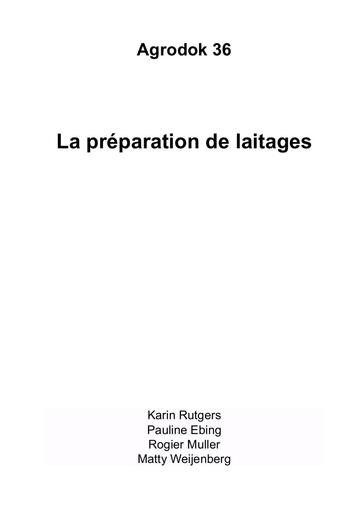 Agrodok   36   La production de laitages