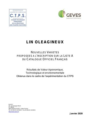 PLA Lin Oleagineux 2020 Janvier