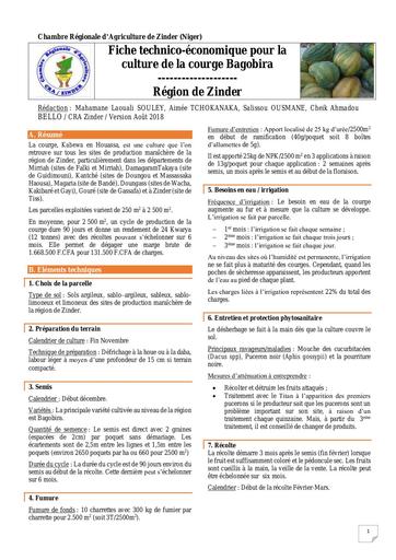 FTE Courge CRA Zinder Version 21 Aout 2018