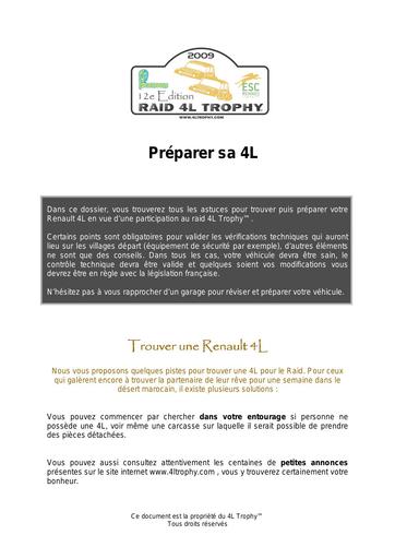 4LTrophy Preparer sa renault 4L