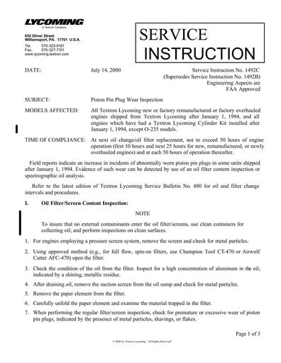 Lycoming Metal Particles in Oil