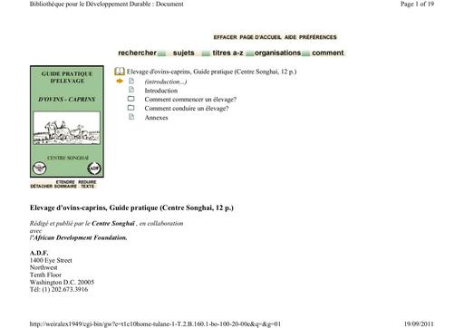 Ovins caprins elevage songhai
