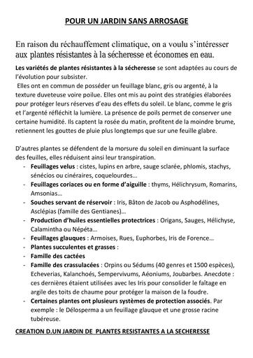 POUR UN JARDIN SANS ARROSAGE   2