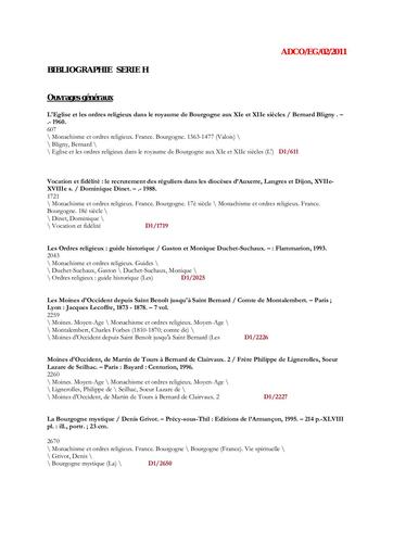Bibliographie   ordres religieux