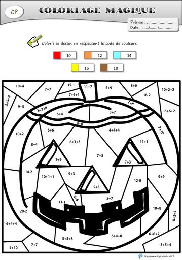 Coloriages magiques citrouille cp