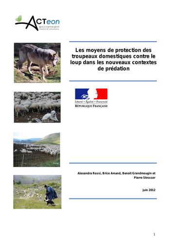 Acteon loup contextes nouveaux et mesures rapport final version 2 0