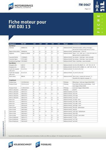 Fiche moteur pour RVI DXI 13 975831