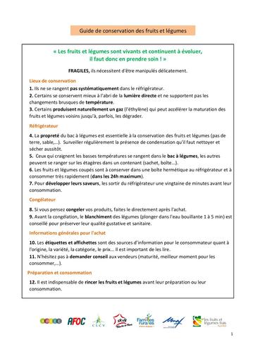 Guide conservation fruits et legumes aprifel