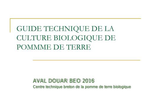 1 Itinéraire technique de la pomme de terre AB Aval Douar Beo