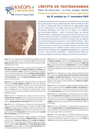 Egypte Toutankhamon sejour oct2019
