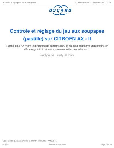 Reglage soupape par pastille citroen ax