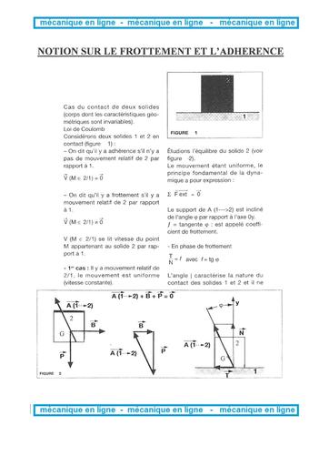 Frottement et adherence cours