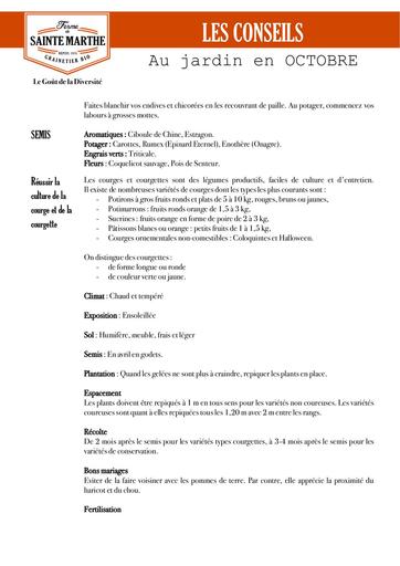 Conseils jardin octobre