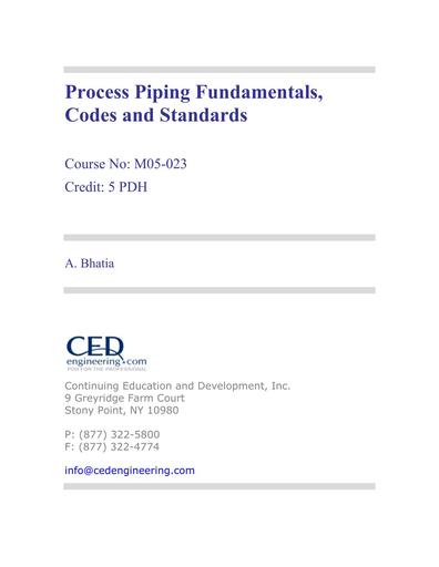 Process Piping Fundamentals, Codes and Standards   Module 1