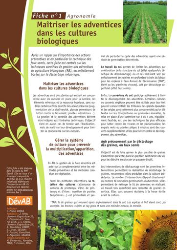 Agronomie Fiche 1 adventices