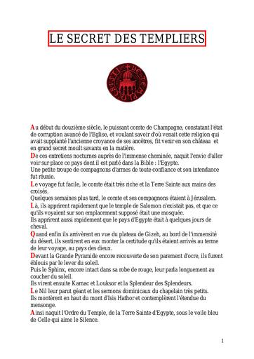 Le Secret des Templiers