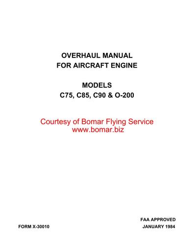 Continental 0200 C75 C85 C90 Overhaul Manual v1984
