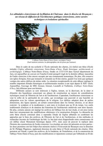 Abbatiales cisterciennes projet postdoc villien labex