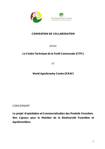 Convention agroforesterie cameroun CTFC ICRAF