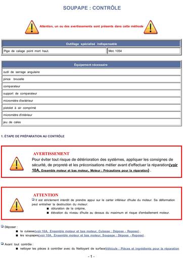 Reglage des soupapes