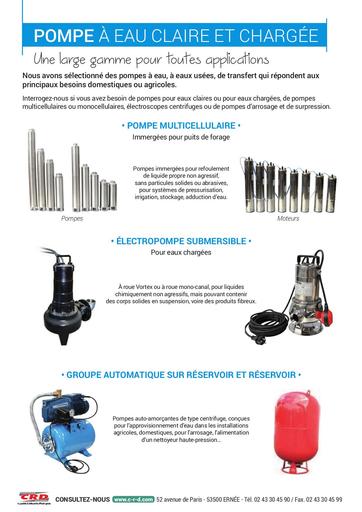 POMPE A EAU CLAIRE ET CHARGEE CRD