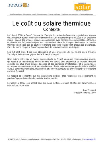 Le Cout du Solaire   sebasol