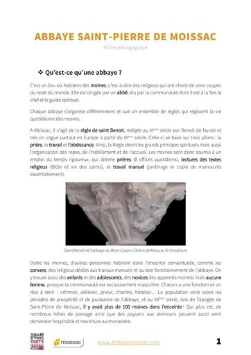 Fiche pedagogique   abbaye moissac site clunisien