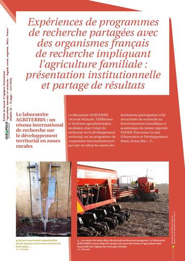 Agropolis 22   experiences programmes recherche organismes francais