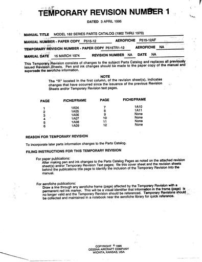 Cessna 182 1962 73 PartsManual