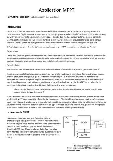 Application MPPT solaire pv apper