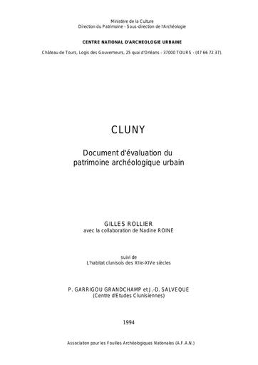 Cluny   evaluation patrimoire   Tours