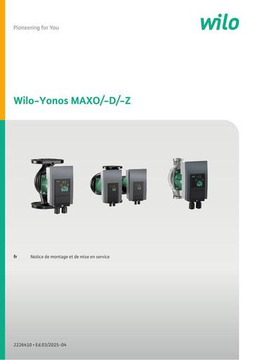 Wilo Yonos MAXO D Z notice mise en service