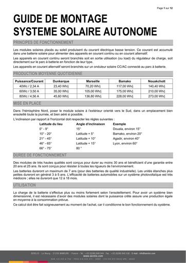 Guide de montage solaire autonome