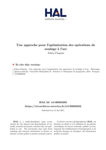 Optimisation soudage arc