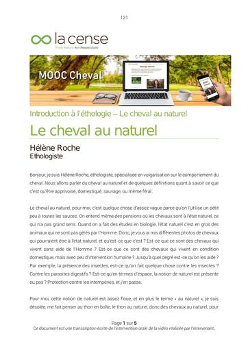 Transcription 121 le cheval au naturel