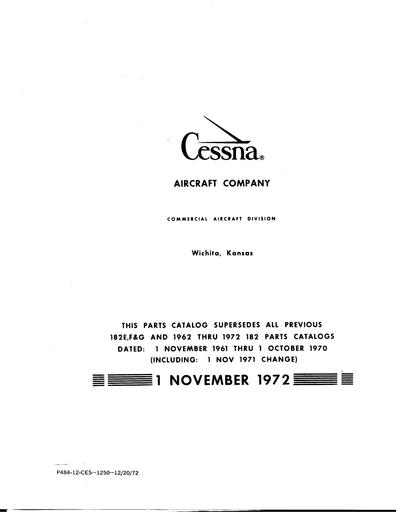 Cessna 182 Parts Manual 1962 1972