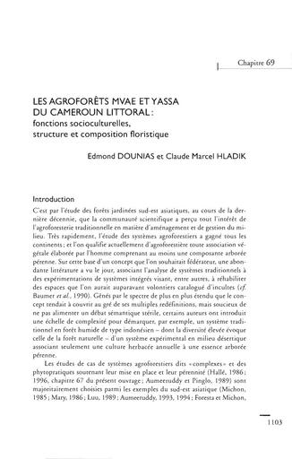 Agroforets mvae et yassa cameroun littoral